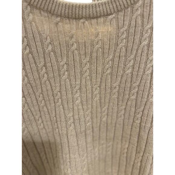JOSEPH & LYMAN Oatmeal Cableknit 100% Fine Merino Wool Sweater Women's LARGE - Picture 7 of 9